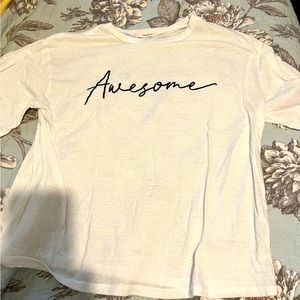 12pm mon ami white crop top tee shirt Awesome on the front.  Large